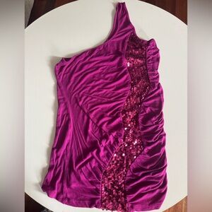 Day Trip Fuchsia One Shoulder Women’s Tank with Sequence